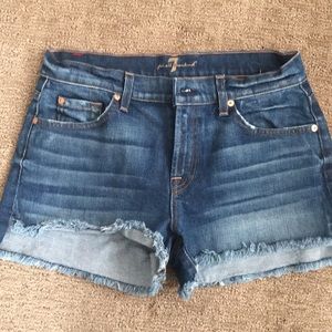7 for all mankind step hem denim shorts